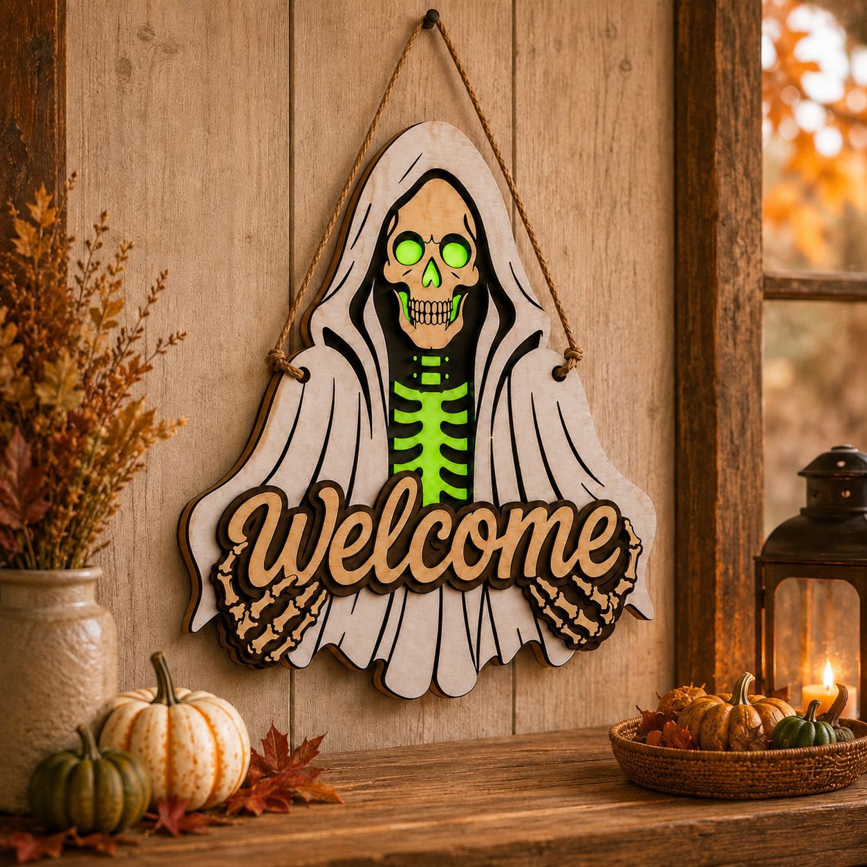 Glow-In-The-Dark Halloween Welcome Sign