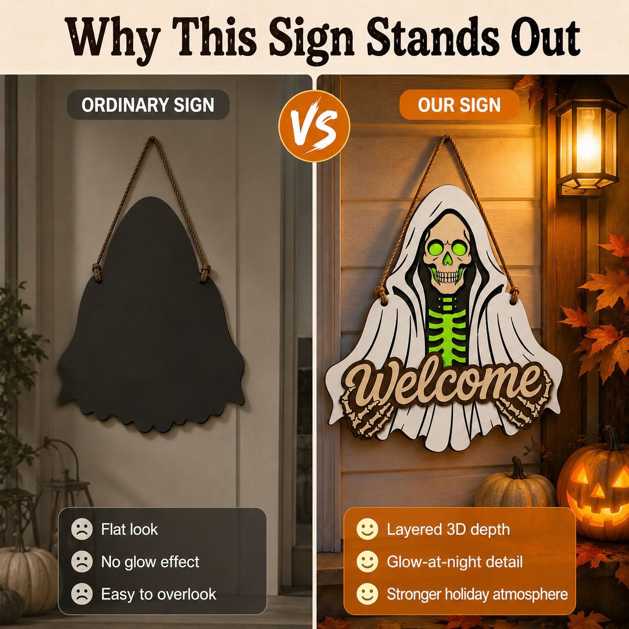 Glow-In-The-Dark Halloween Welcome Sign