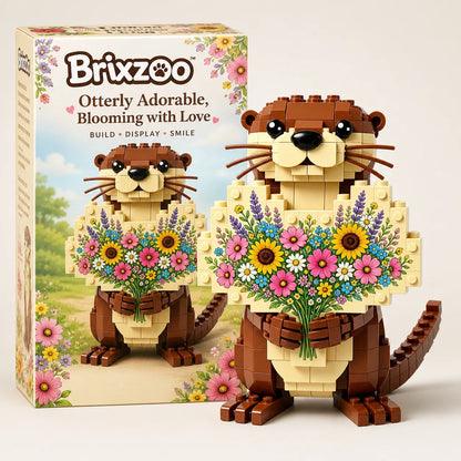 Kawaii Otter Holding Heart Building Blocks