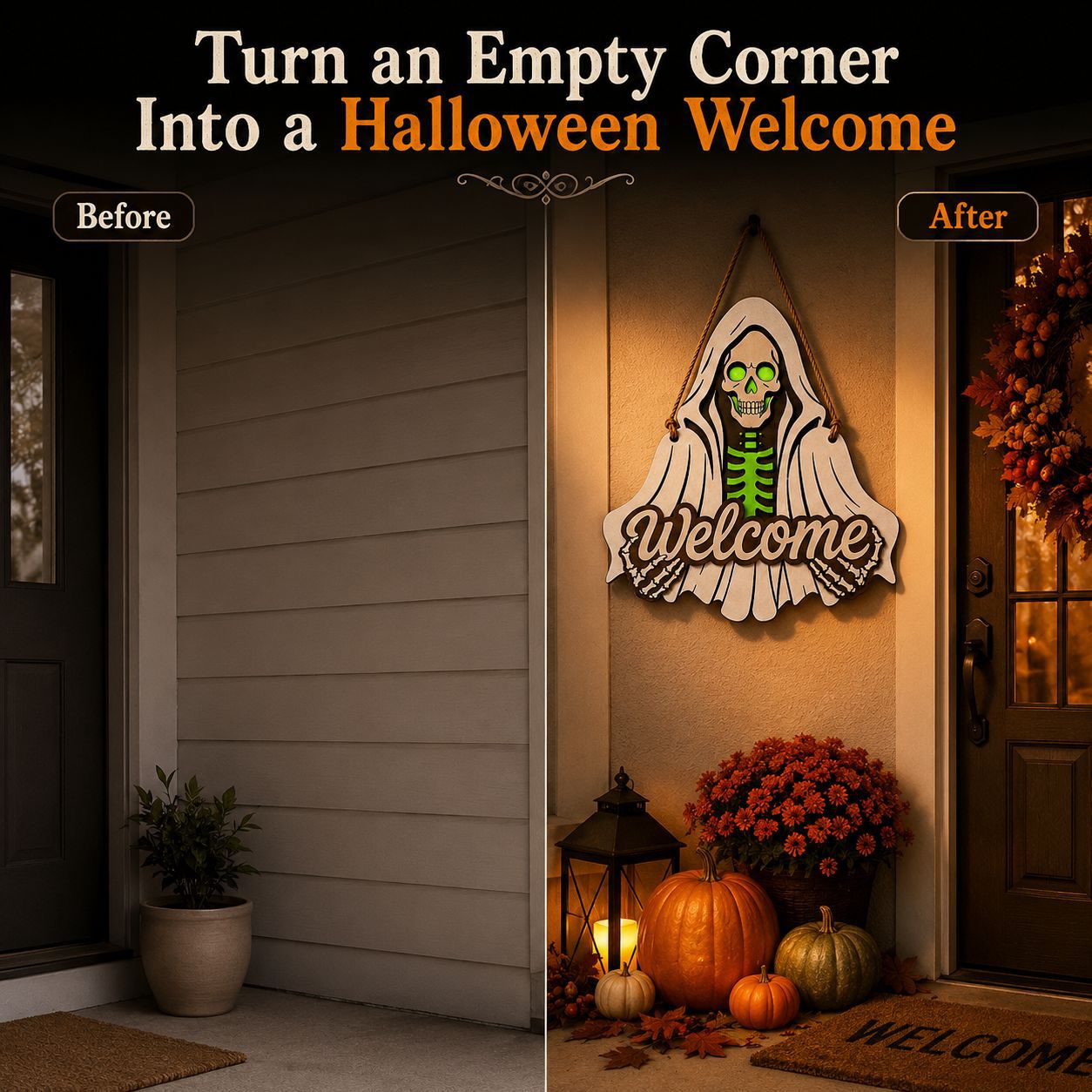 Glow-In-The-Dark Halloween Welcome Sign