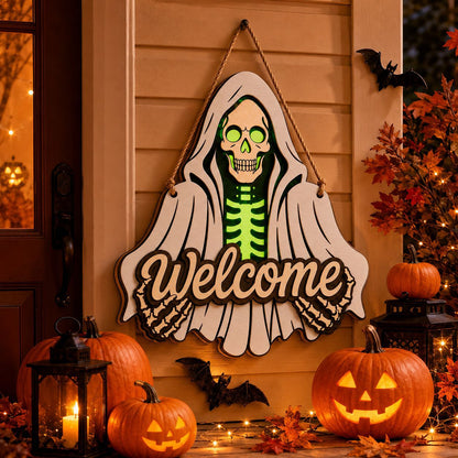 Glow-In-The-Dark Halloween Welcome Sign