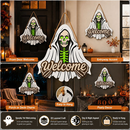 Glow-In-The-Dark Halloween Welcome Sign