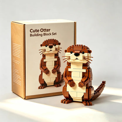Kawaii Otter Holding Heart Building Blocks
