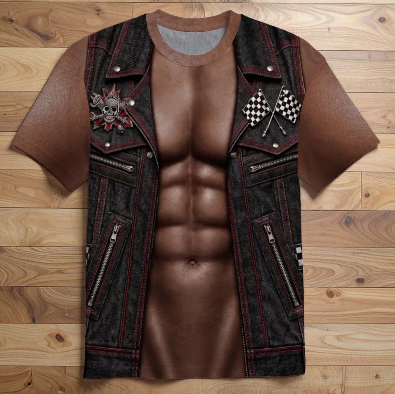 Custom Funny T-shirt - Realistic 3D faux muscle jacket design