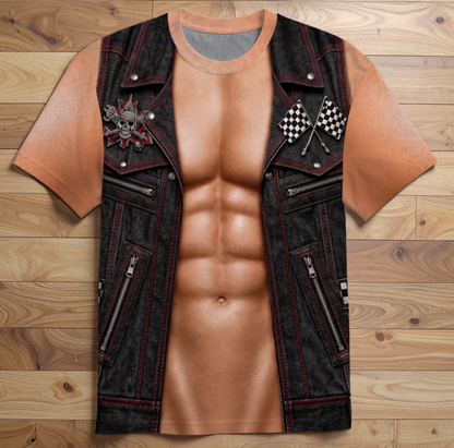 Custom Funny T-shirt - Realistic 3D faux muscle jacket design