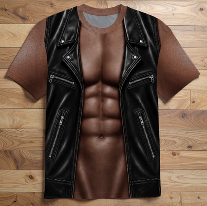 Custom Funny T-shirt - Realistic 3D faux muscle jacket design