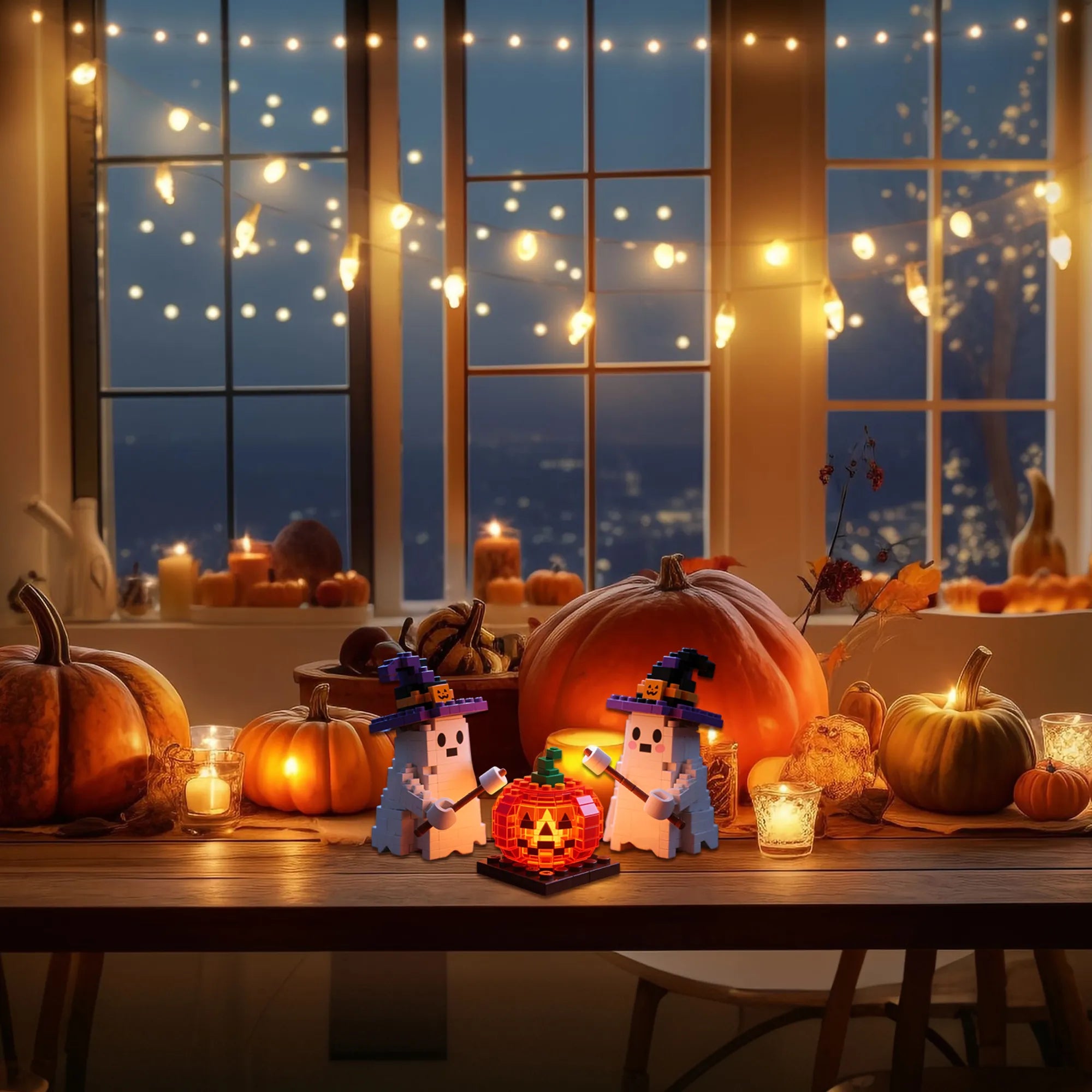 🐱🎃2026 Limited Edition – Halloween Midnight Cat & Jack-o'-Lantern Building Set