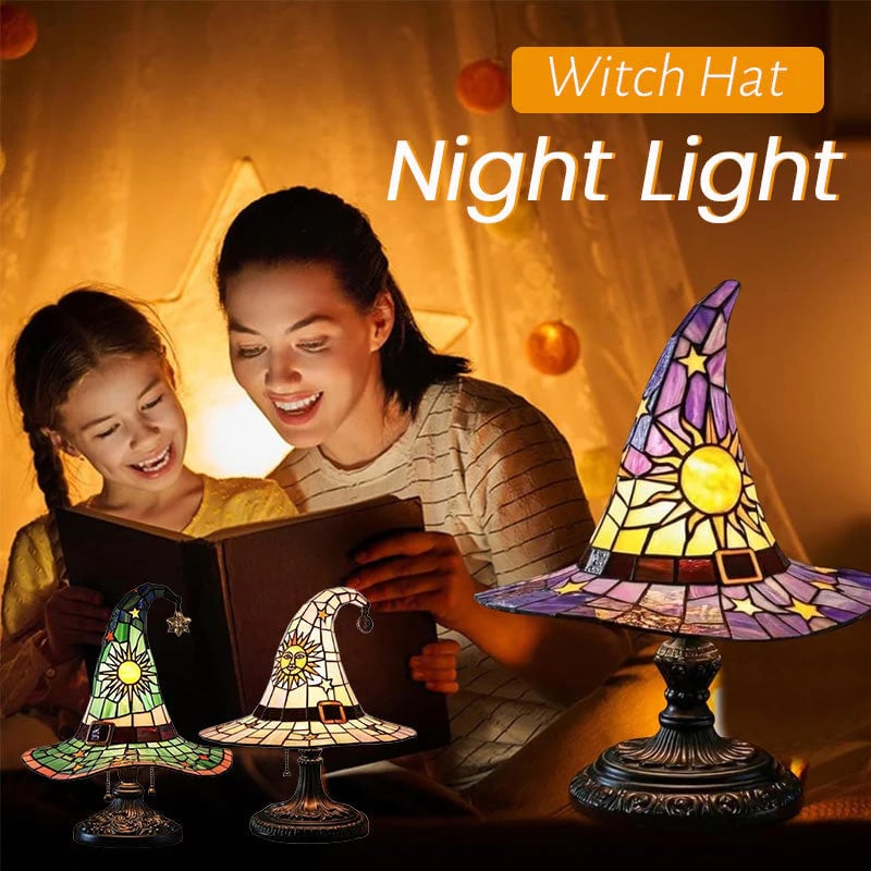 🔥Exclusive Limited Item 👍🔥49%OFF♠️Witch Hat Night Light & Stained Glass Witch Hat Lamp🎁