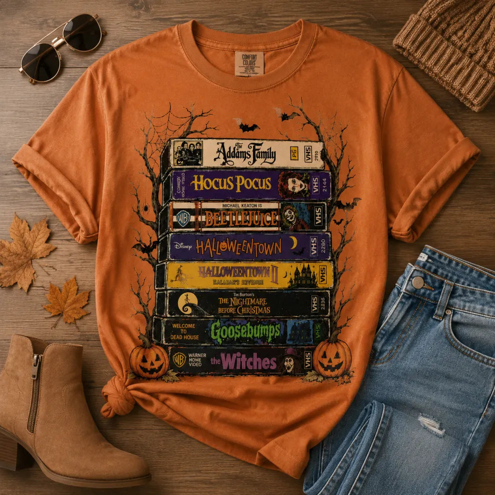 Vintage Halloween Movie Graphic Tee, Retro Spooky Season Shirt for Horror Fans