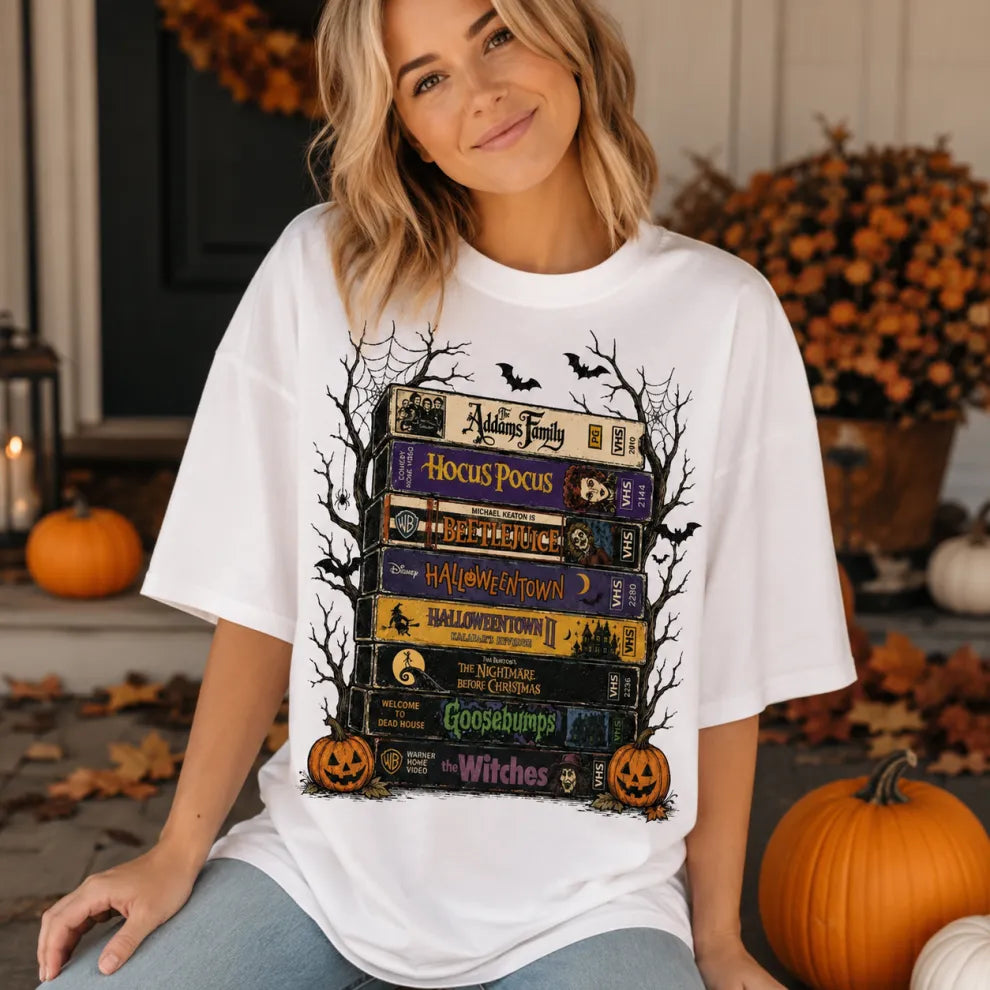 Vintage Halloween Movie Graphic Tee, Retro Spooky Season Shirt for Horror Fans