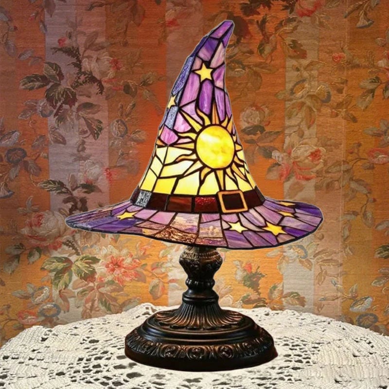🔥Exclusive Limited Item 👍🔥49%OFF♠️Witch Hat Night Light & Stained Glass Witch Hat Lamp🎁