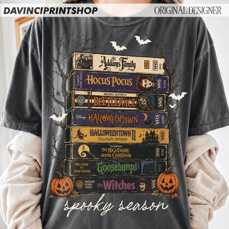 Vintage Halloween Movie Graphic Tee, Retro Spooky Season Shirt for Horror Fans
