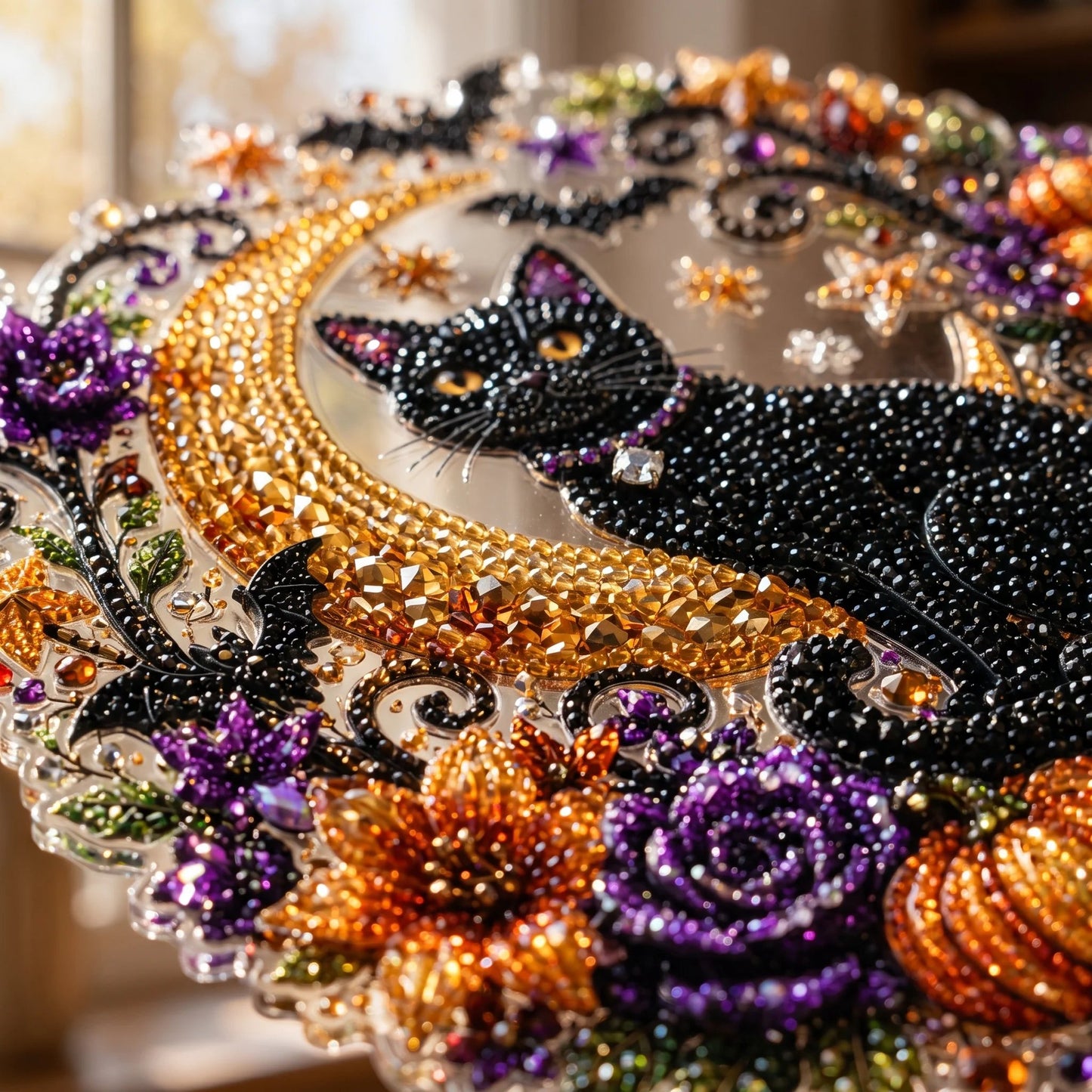 🐈🎃Halloween Moon Diamond Art Hanging Ornament – DIY Sparkling Décor Kit