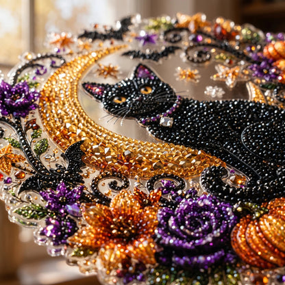 🐈🎃Halloween Moon Diamond Art Hanging Ornament – DIY Sparkling Décor Kit
