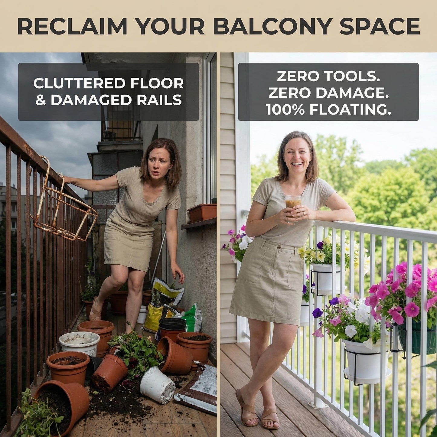 🌸🧺Tool-Free Balcony & Railing Plant Hanger.✨