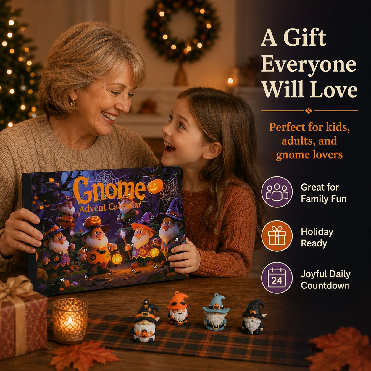 🔥LAST DAY 50% OFF - 24 Days of Halloween Gnome Surprise Figures Advent Calendar Box