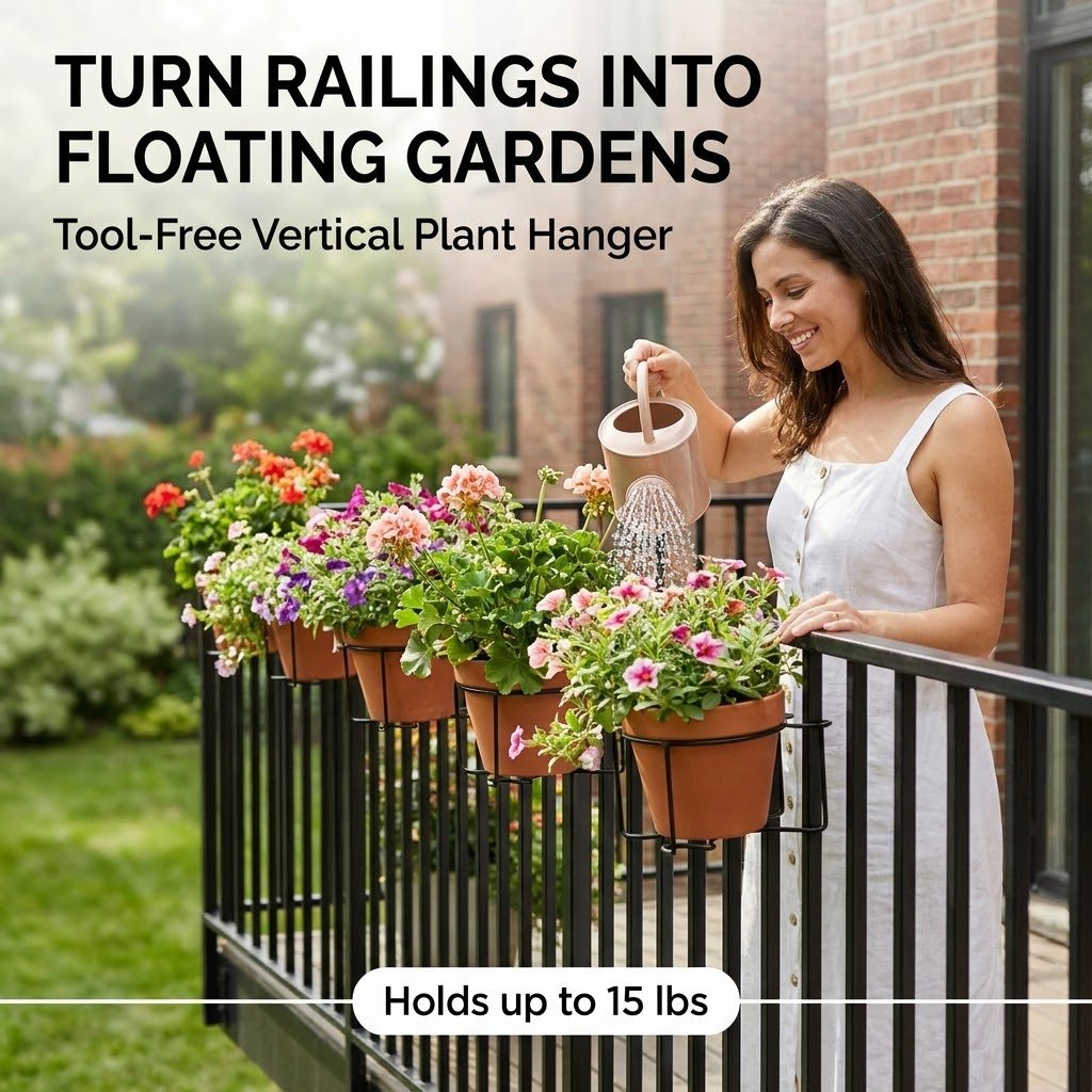 🌸🧺Tool-Free Balcony & Railing Plant Hanger.✨