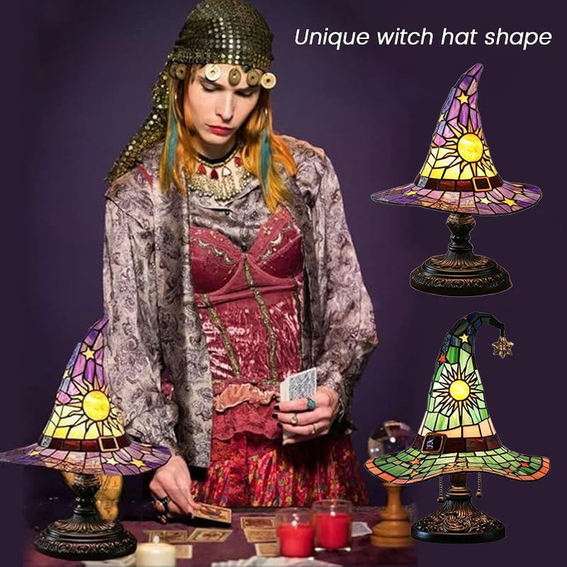 🔥Exclusive Limited Item 👍🔥49%OFF♠️Witch Hat Night Light & Stained Glass Witch Hat Lamp🎁