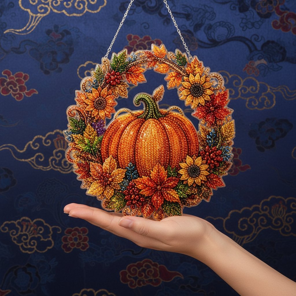 💎🏡 Sparkling Fall Pumpkin Diamond Art Wreath Kit