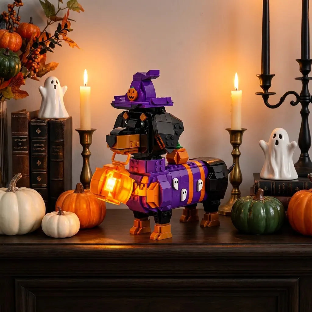 🐱🎃2026 Limited Edition – Halloween Midnight Cat & Jack-o'-Lantern Building Set