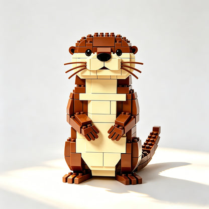 Kawaii Otter Holding Heart Building Blocks
