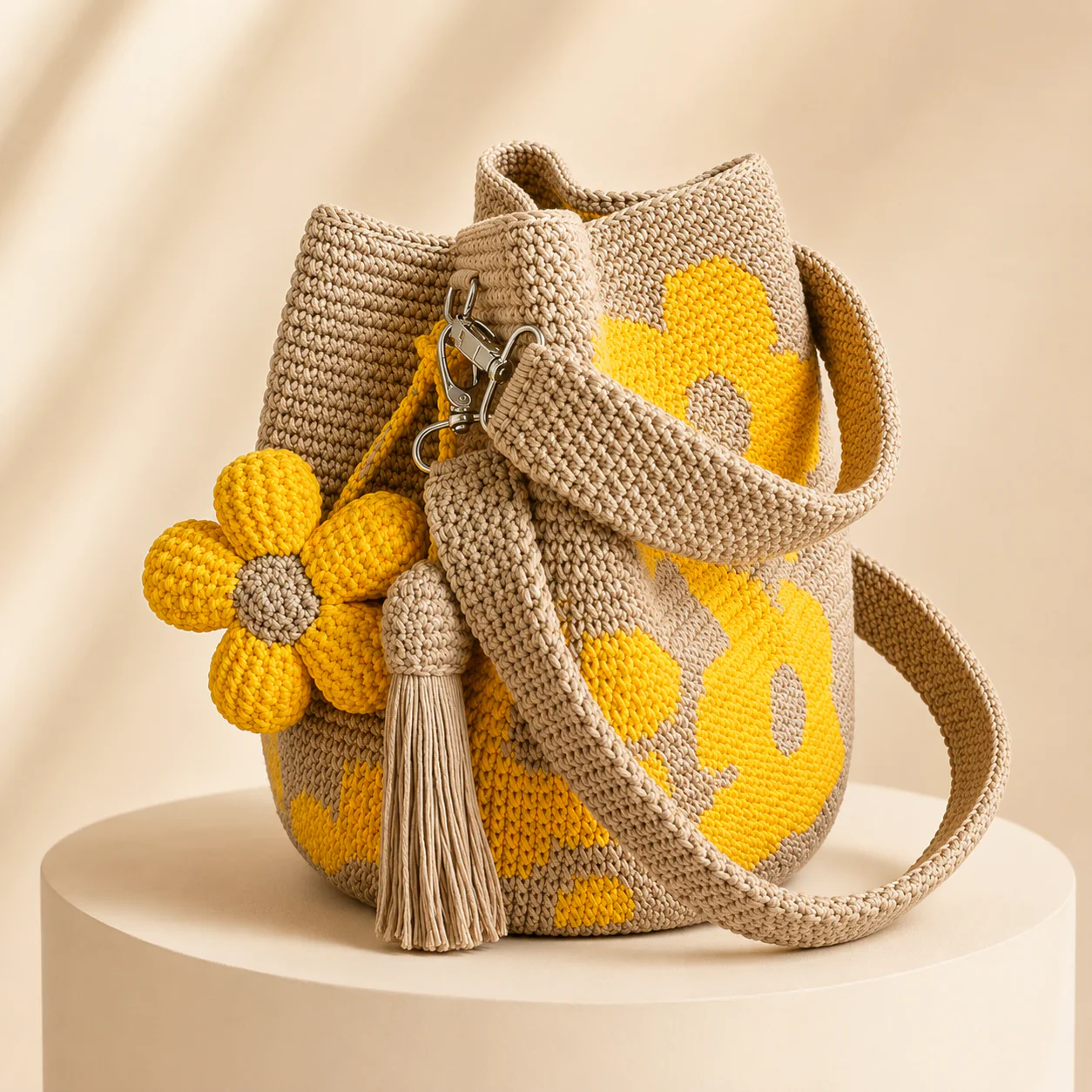 Flower Bag - Handmade Boho Bucket Bag for Women